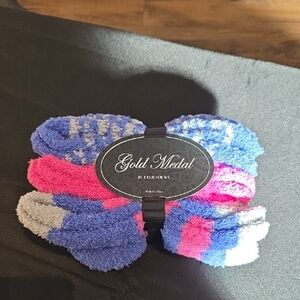 Gold Medal Fuzzy Socks Set - Blue and Pink